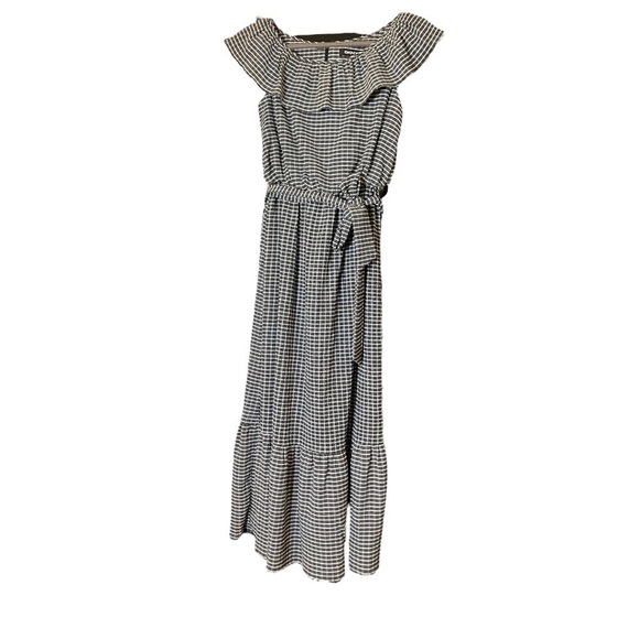 DKNY Gingham Flutter Midi Fit Flare Work Dress Size 4 - Picture 2 of 14